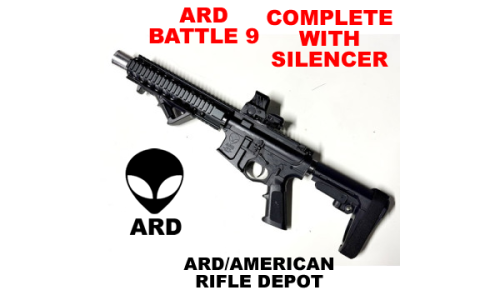 AR15 ARD  5 INCH   BATTLE  9   PISTOL  COMPLETE WITH SILENCER  9MM AR15 #ARD9ACS